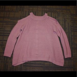 Dusty rose colored cold shoulder sweater